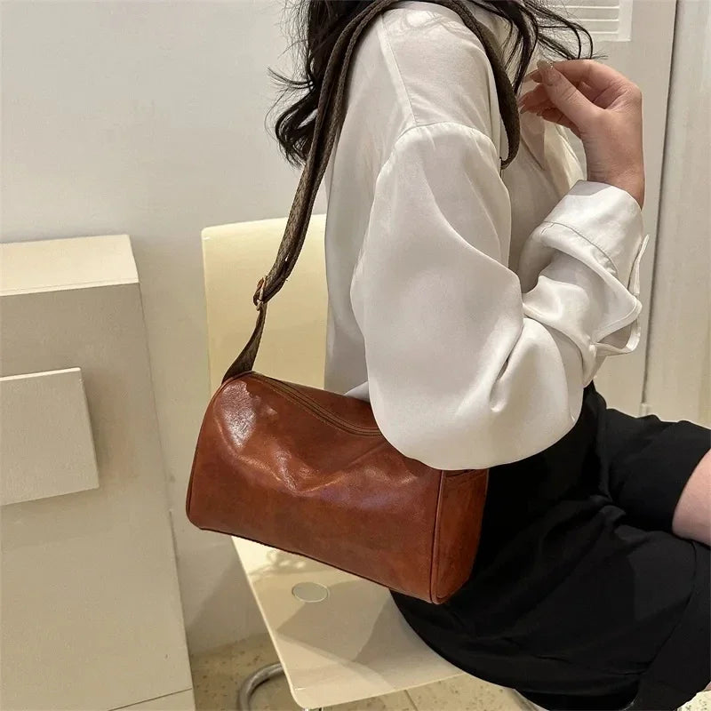 Vintage PU Leather Pillow Crossbody Bag – Soft, Stylish & Perfect for Everyday