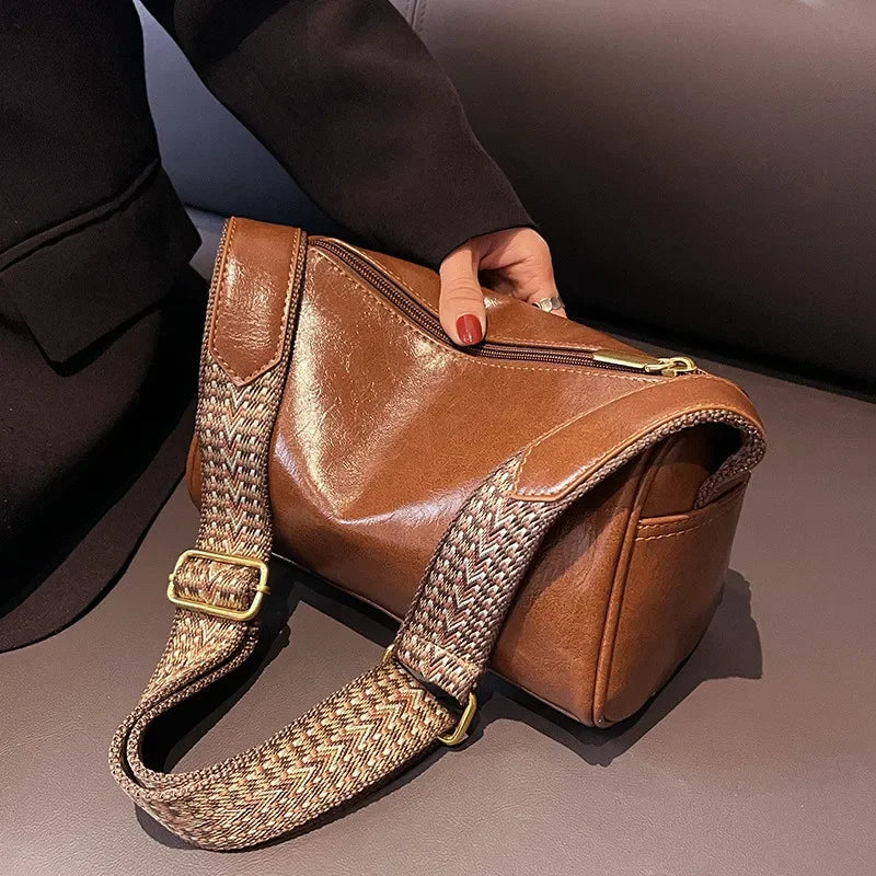 Vintage PU Leather Pillow Crossbody Bag – Soft, Stylish & Perfect for Everyday