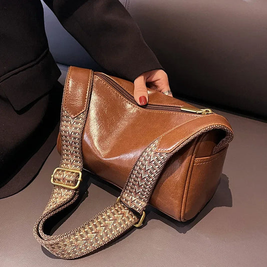 Vintage PU Leather Pillow Crossbody Bag – Soft, Stylish & Perfect for Everyday