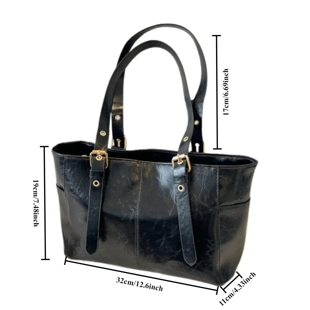 Vintage Large PU Leather Tote Bag – Stylish, Spacious & Perfect for Everyday