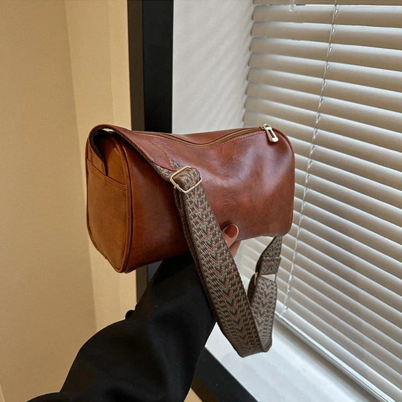 Vintage PU Leather Pillow Crossbody Bag – Soft, Stylish & Perfect for Everyday